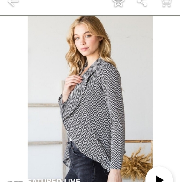 HEIMISH Ivory/Black Zig Zag Open Blazer - Picture 2 of 9